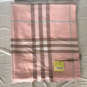 Burberry Pastel Pink Check Cashmere Scarf
